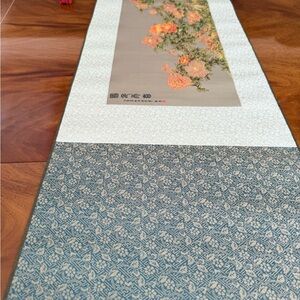 Artistic Wall Scroll with Floral Design - Asia
